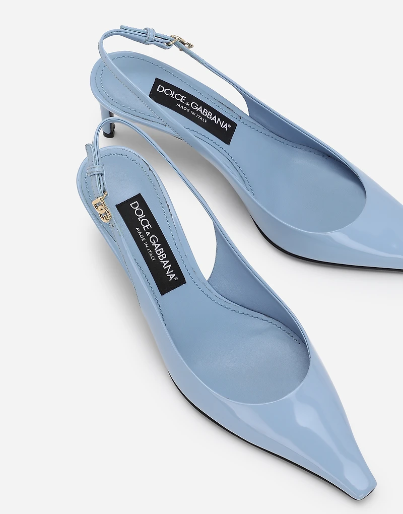 Polished calfskin slingbacks