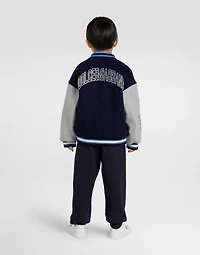 Cloth bomber jacket with embroidery and patch