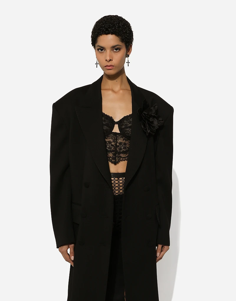 Oversize double-breasted coat wool crepe