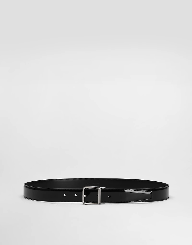 Patent calfskin belt