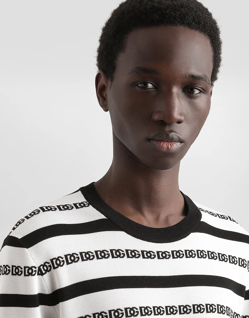 Silk crew-neck pullover with logo