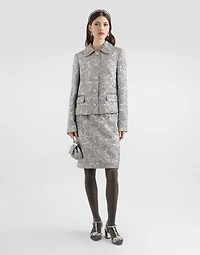 Lamé floral jacquard midi skirt