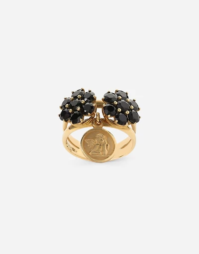 Sicily Ring 18-carat yellow gold and black sapphires