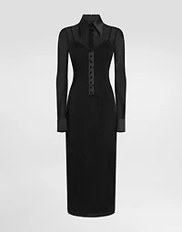 Tulle shirt dress with satin details