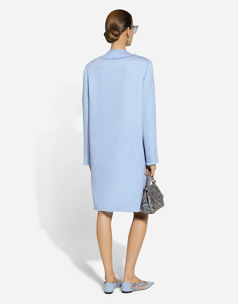 Single-breasted raschel tweed coat