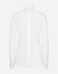 Cotton poplin shirt with piqué front