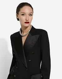 Double-breasted tuxedo jacket bodysuit