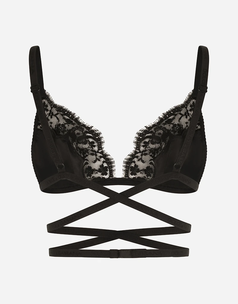 Satin and lace triangle bra