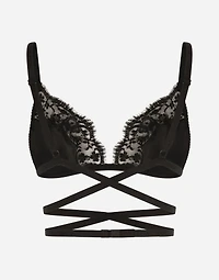 Satin and lace triangle bra