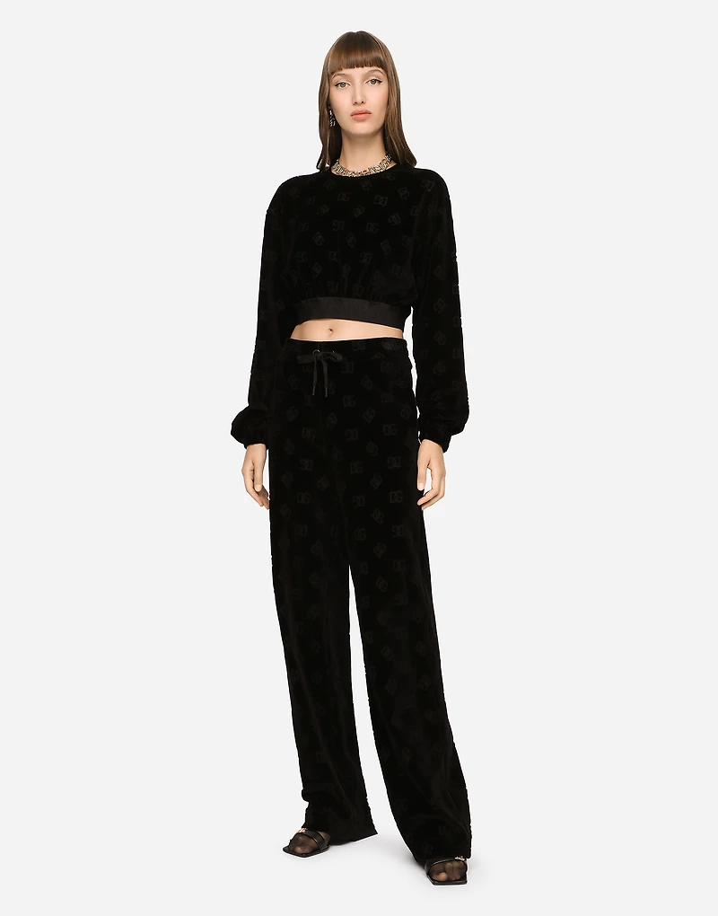 Flocked jersey pants with all-over DG logo