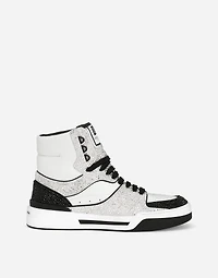 Calfskin New Roma high-top sneakers with fusible rhinestones
