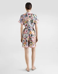 Floral-print silk pajama shorts