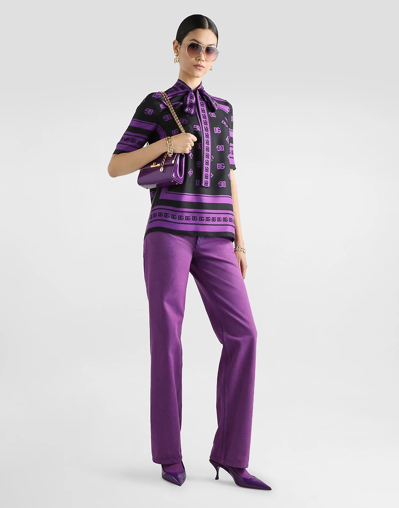 DG logo all-over print silk top