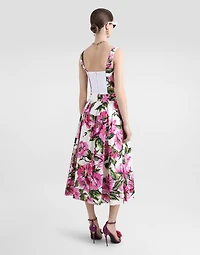 Peony-print cotton circle skirt