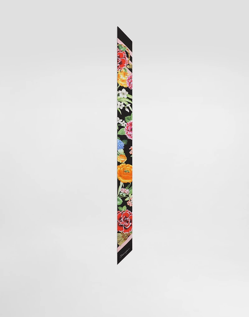 Floral-print twill headscarf (6x100)