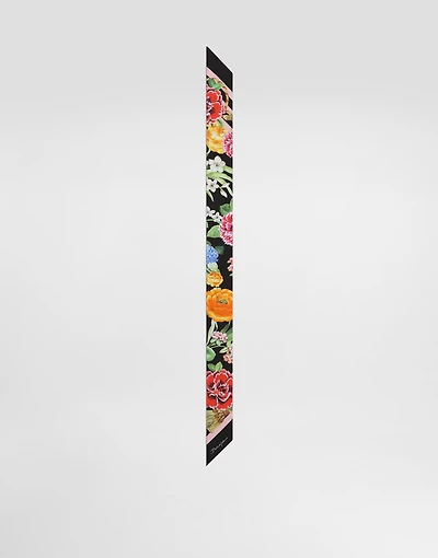 Floral-print twill headscarf (6x100)
