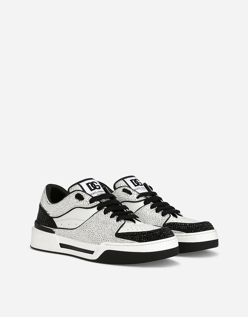 Calfskin New Roma sneakers with fusible rhinestones
