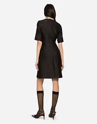 Fit-and-flare midi dress floral jacquard