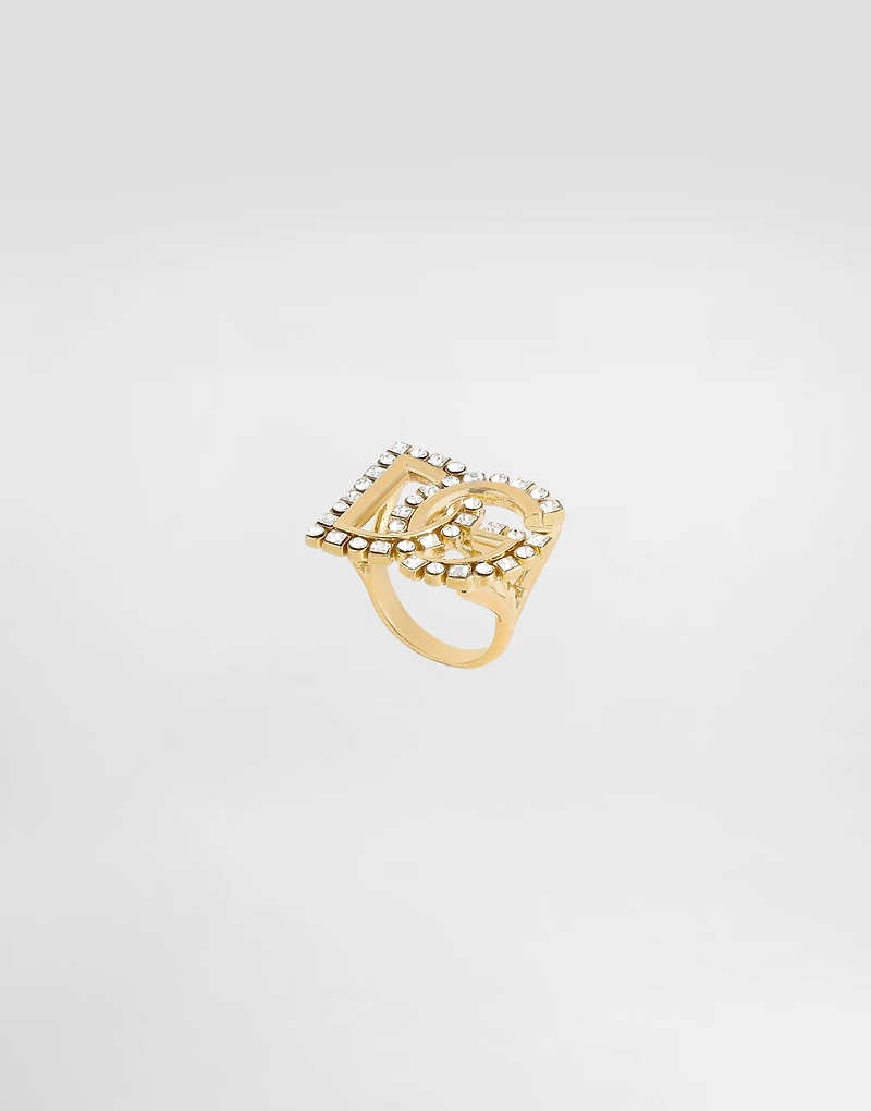 Ring with rhinestone-detailed DG logo