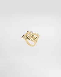 Ring with rhinestone-detailed DG logo