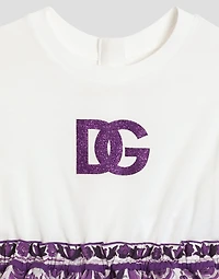 Majolica-print jersey and poplin dress