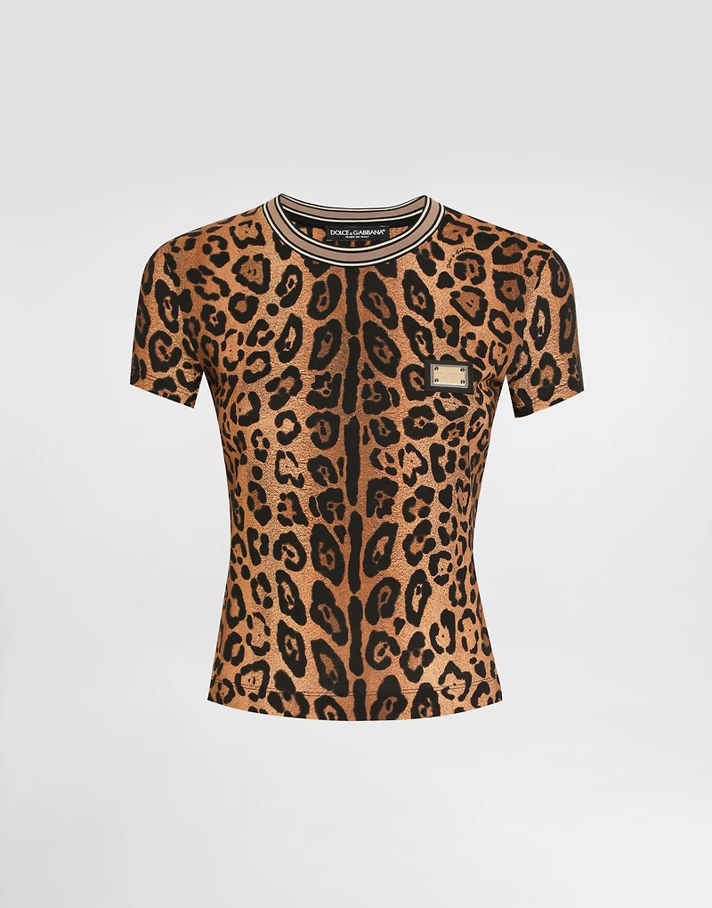 Short-sleeved leopard-print Crespo T-shirt