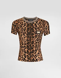 Short-sleeved leopard-print Crespo T-shirt