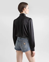 Satin shirt with pussy-bow