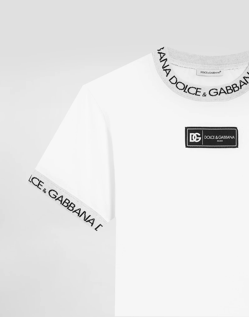 Jersey T-shirt with logo label