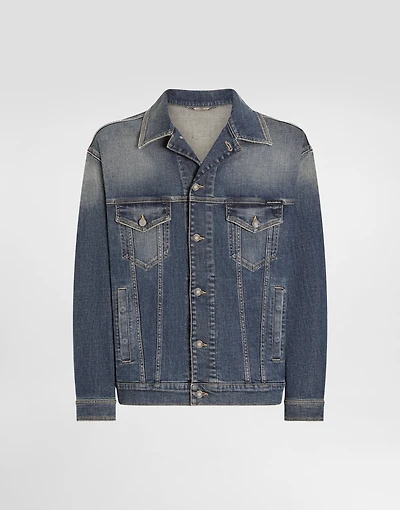 Stretch light blue wash denim jacket