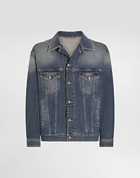 Stretch light blue wash denim jacket