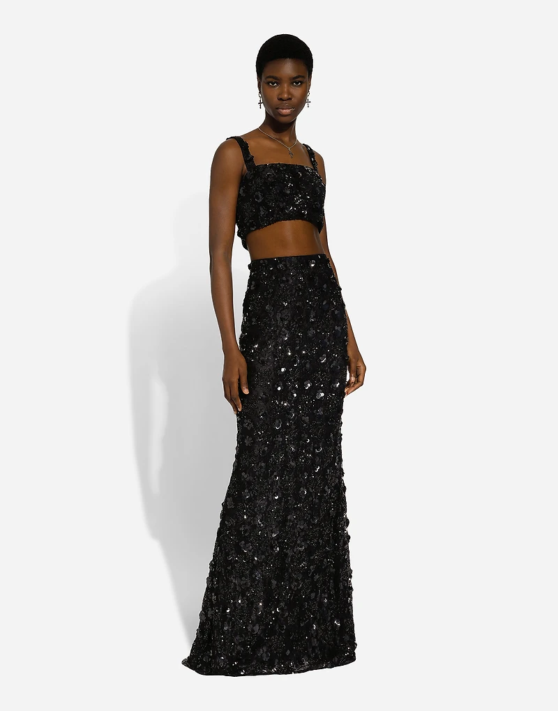 Bralette top with sequin embroidery