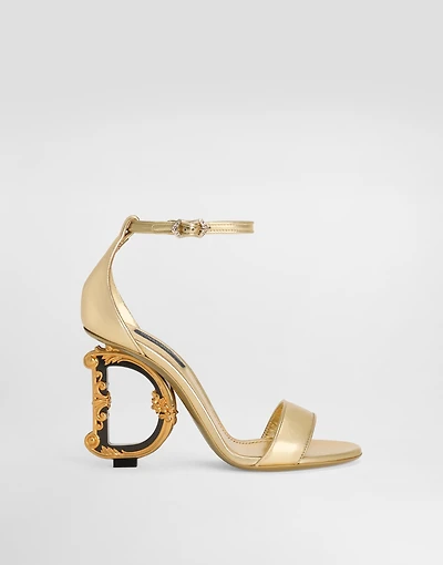 Nappa mordore sandals with baroque DG heel