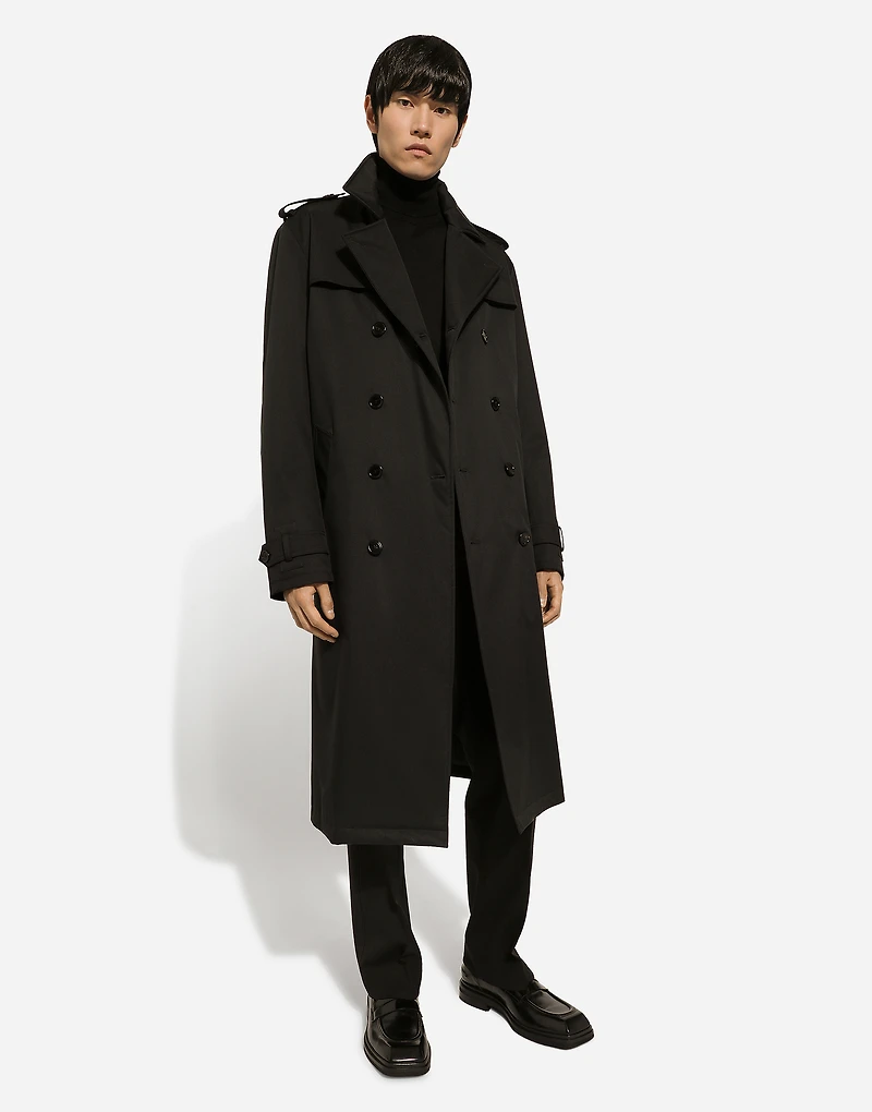 Nylon double-breasted trench coat