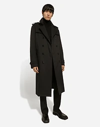 Nylon double-breasted trench coat