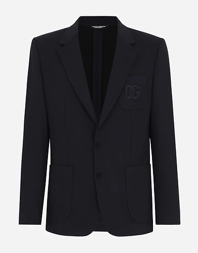 Single-breasted stretch jersey jacket
