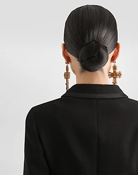 Short double-breasted wool crepe jacket