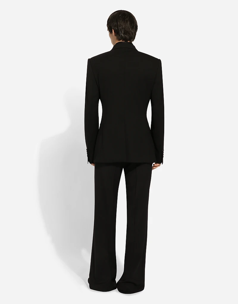 Stretch wool straight-leg pants