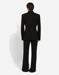 Stretch wool straight-leg pants