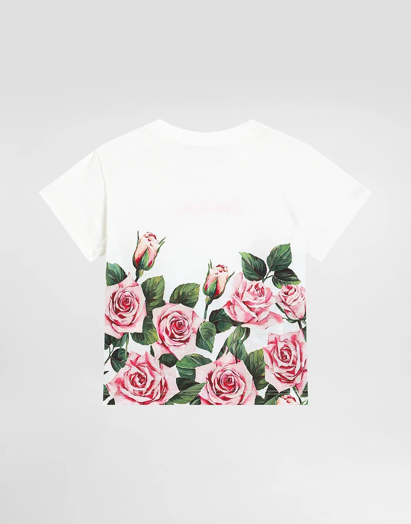 Jersey T-shirt with rose print