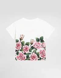 Jersey T-shirt with rose print
