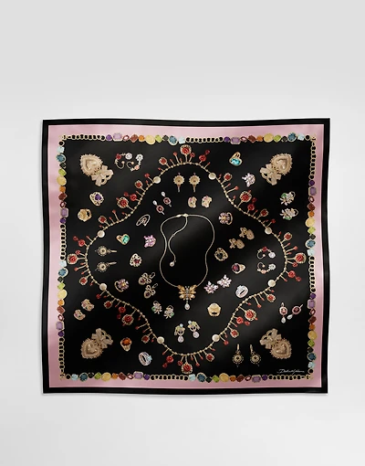 Jewelry-print silk twill foulard (70x70)