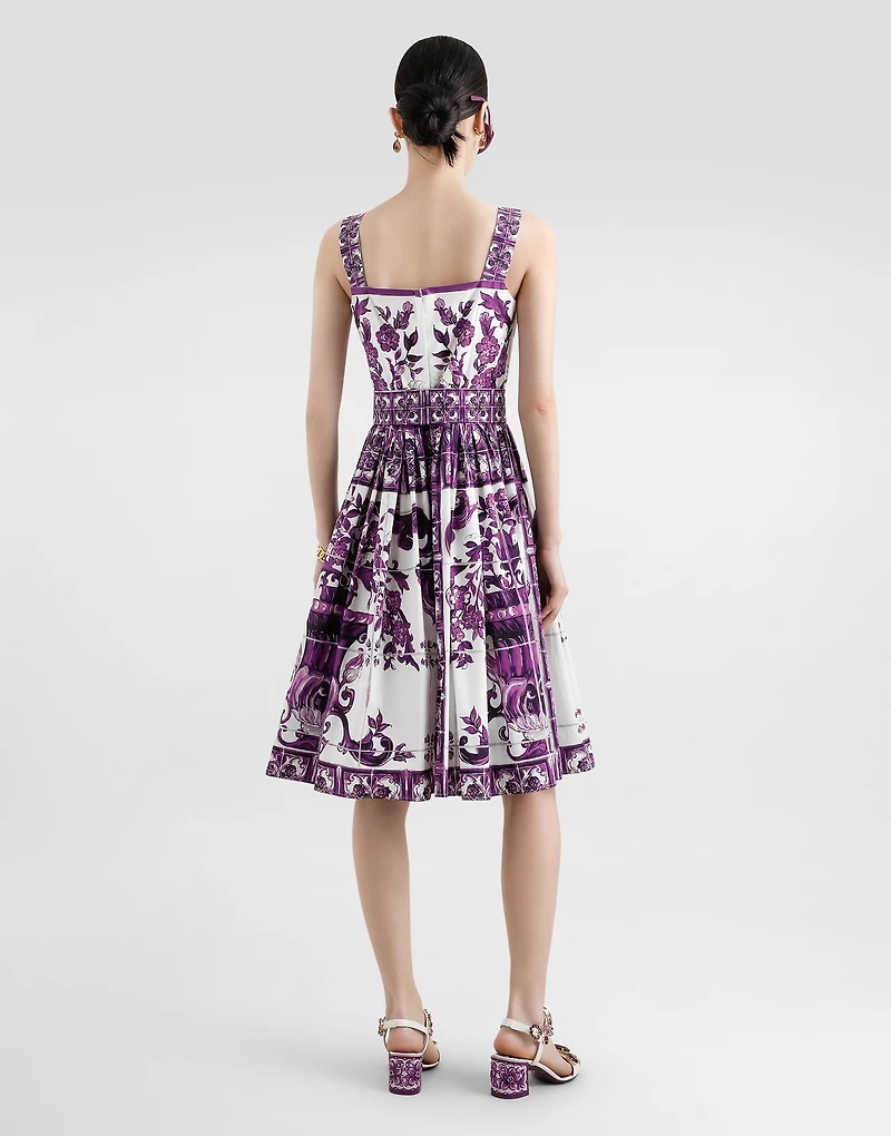 Majolica-print poplin dress