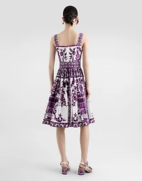 Majolica-print poplin dress