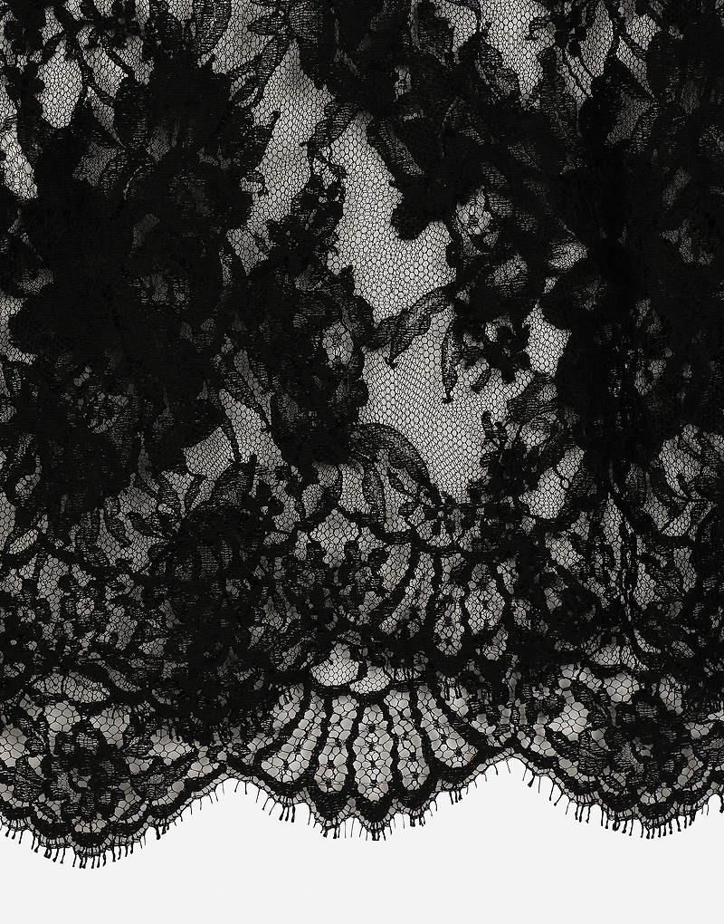 Chantilly lace round-neck T-shirt