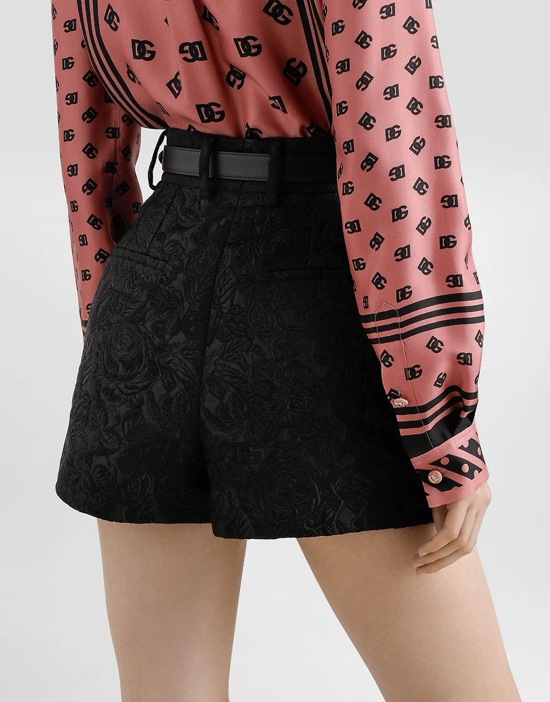 Quilted floral jacquard shorts with DG logo