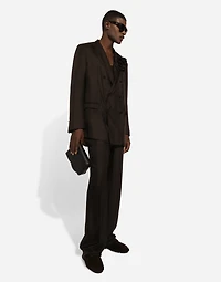 Double-breasted silk Taormina-fit jacket