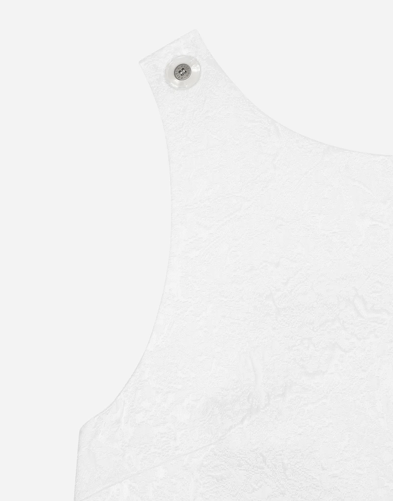 Short brocade dress with back neckline
