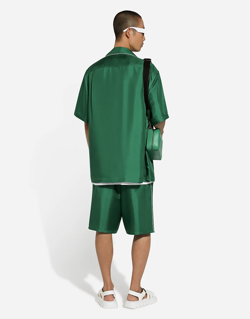 Embroidered silk jogging shorts