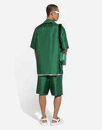 Embroidered silk jogging shorts